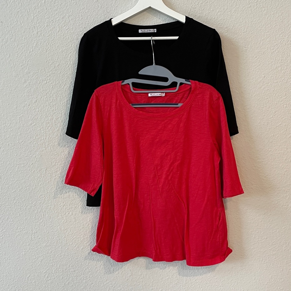 Micheal Stars Supima Cotton Bundle 2 Crew T-Shirts Boxy oversized One Size